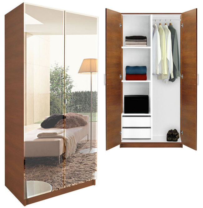 Wardrobe Multifunctional Large Storage Cabinet Armoire with Mirror