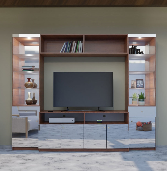 Sovi Entertainment Center Mirrored Fronts