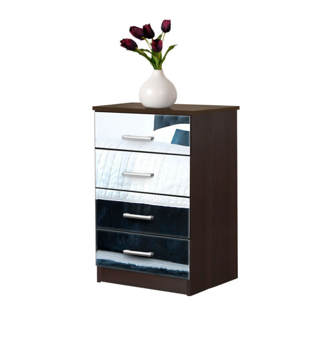 4 Door Mirrored Nightstand