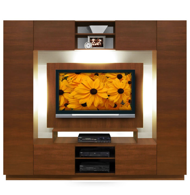 Keegan Wood Finish Entertainment Center Backlit