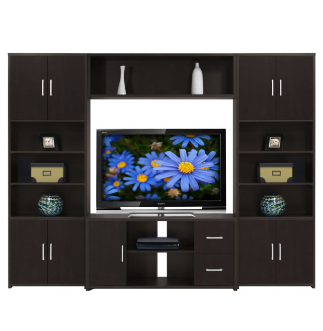 Stockton Entertainment Center Dark Wood Finish