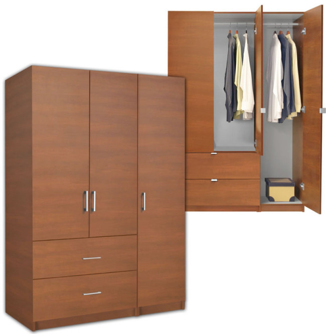 Wood Wardrobe Armoire 3 Door