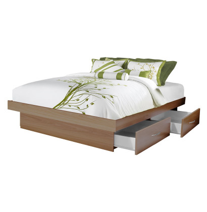 Queen Platform Bed With 4 Drawers, Queen Platform Bed With Storage And Headboard White