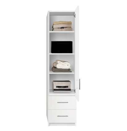 Alta Narrow Storage Closet with Right Door, 2 Drawers, 3 Adjustable Shelves