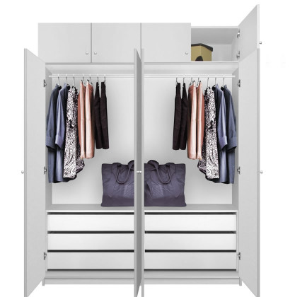 Alta Tall Wardrobe Closet Package 6, Clothing Armoire With Drawers