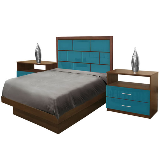 Manhattan Twin Size Platform Bedroom Set 4 Piece