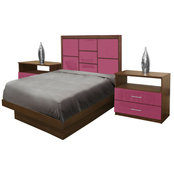 Uptown Twin Size Platform Bedroom Set 4 Piece