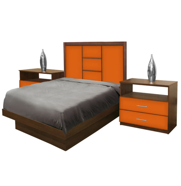 Broadway Twin Size Platform Bedroom Set 4 Piece