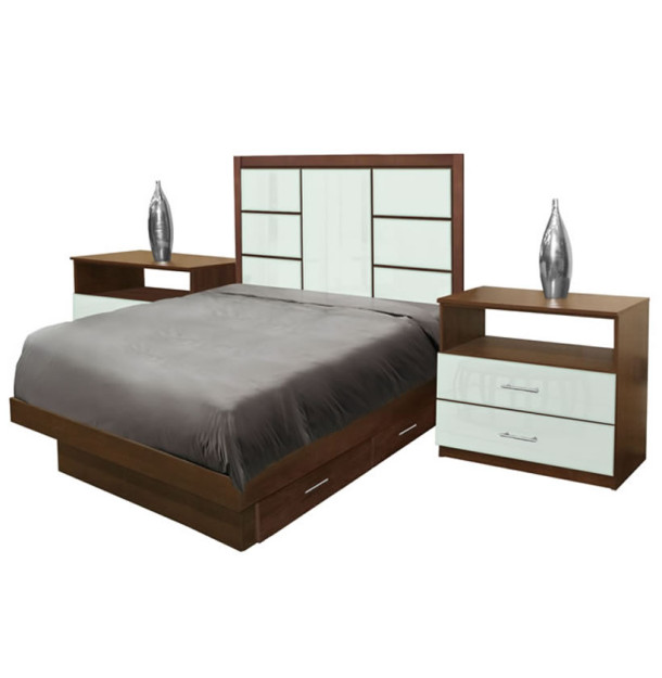 Downtown Twin Size Bedroom Set w Storage Platform