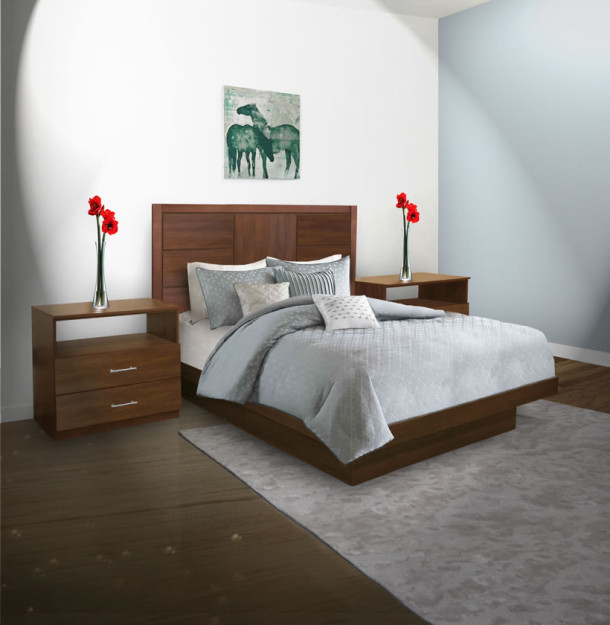 Downtown Queen Size Platform Bedroom Set 4 Piece