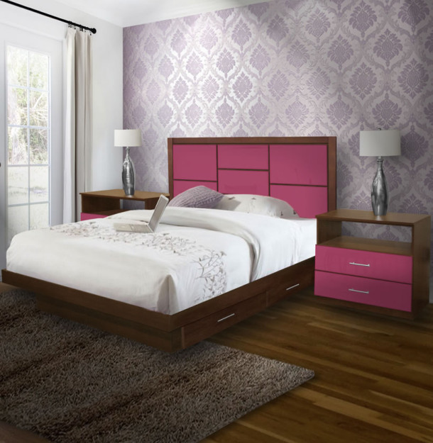 Uptown King Size Bedroom Set w Storage Platform