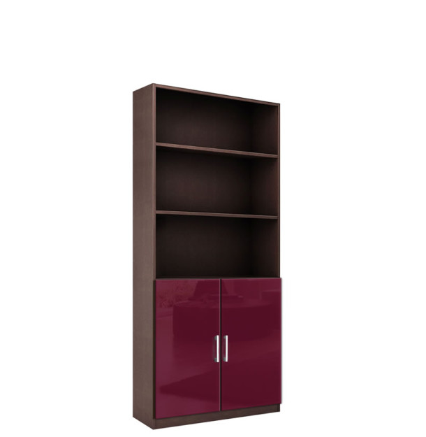 Alexis 6 Foot Bookcase with Custom Cabinet Doors