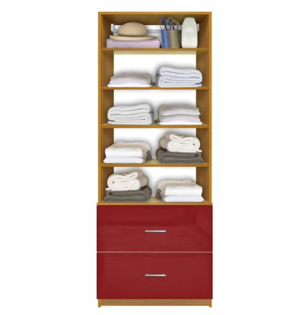 Isa Custom Closet System - 2 Deep Drawers, 5 Shelves