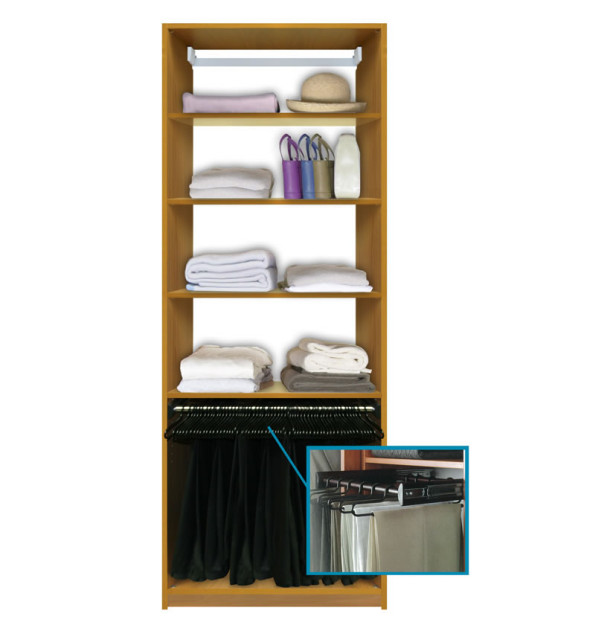 Isa Custom Closet - Shelves Plus Pull Out Pants Hanging Rack