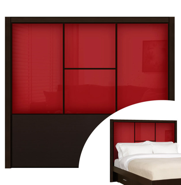 Colonial Red Colored Glass - Madison Queen Headboard