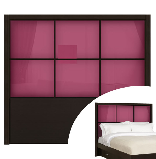 Berry Pink Colored Glass - Rico Queen Headboard