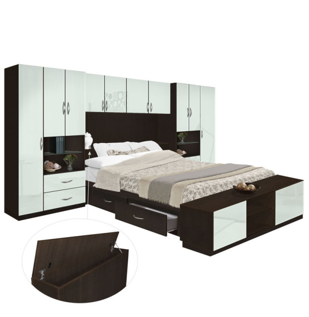 Lincoln 4 Drawer Platform Bed w Pier Storagemax Headboard & Footboard