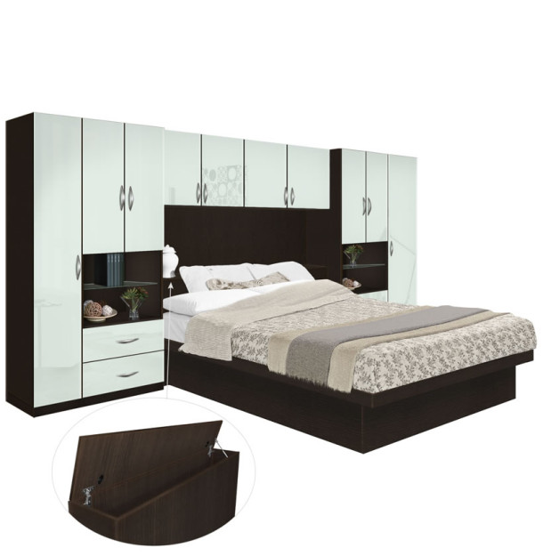 Lincoln Pier Wall Platform Bed w Storagemax Headboard