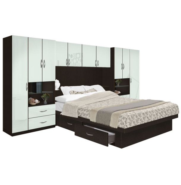 Lincoln 4 Drawer Platform Storage Pier Bed w Matte Headboard