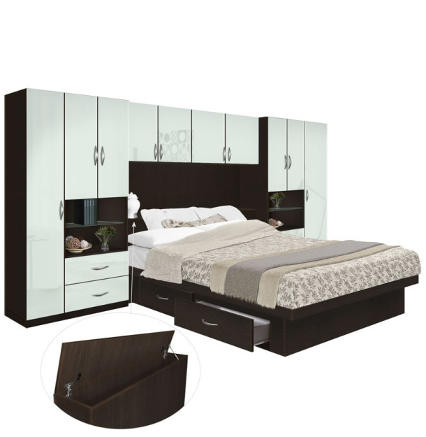 Lincoln 4 Drawer Platform Storage Pier Bed w Storagemax Headboard