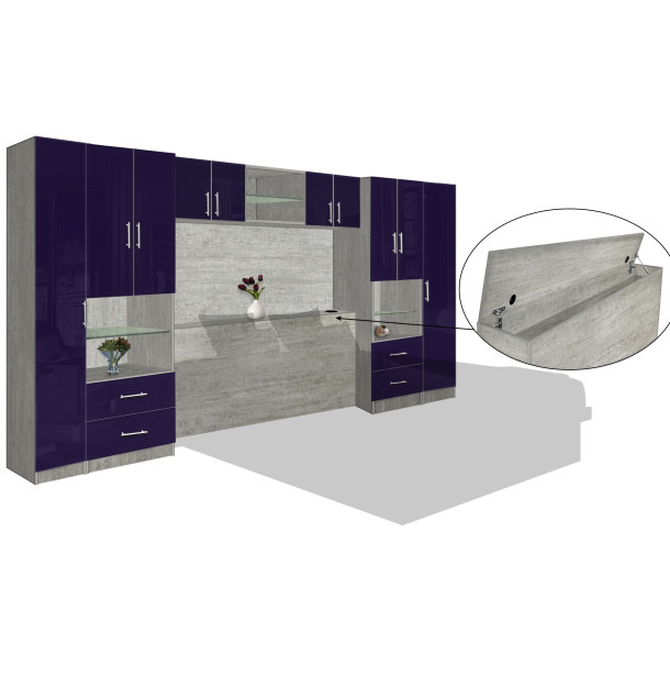 Lincoln Classic Pier Wall Matte Storagemax Headboard w Overhead Storage