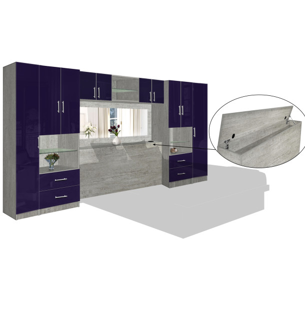 Lincoln Classic Pier Wall Mirrored Storagemax Headboard w Overhead Storage
