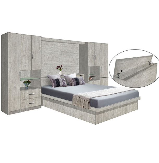 Lincoln Classic Pier Wall Platform Bed w Matte Storagemax Headboard