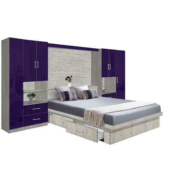 Lincoln Classic Pier Wall 4 Drawer Platform Bed w Matte Headboard