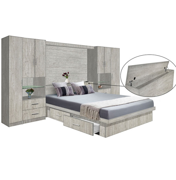 Lincoln Classic Pier Wall 4 Drawer Platform Bed w Matte Storagemax Headboard
