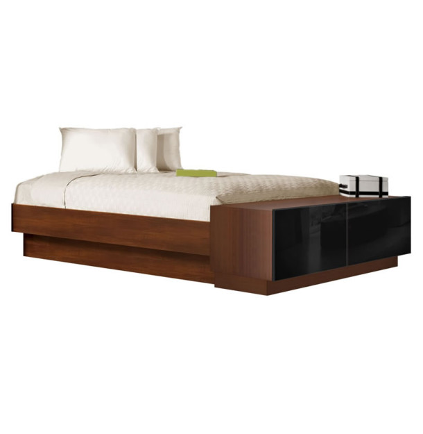 Queen Size Platform Bed with Storage Footboard