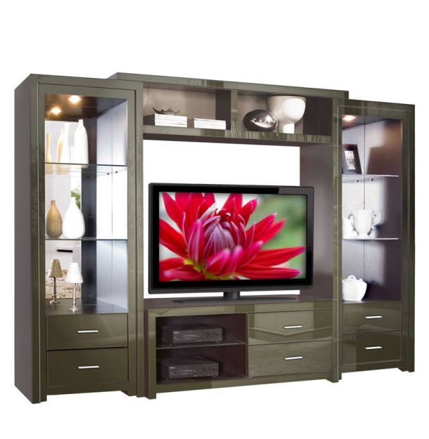 Savoy wall unit oregano colored glass front