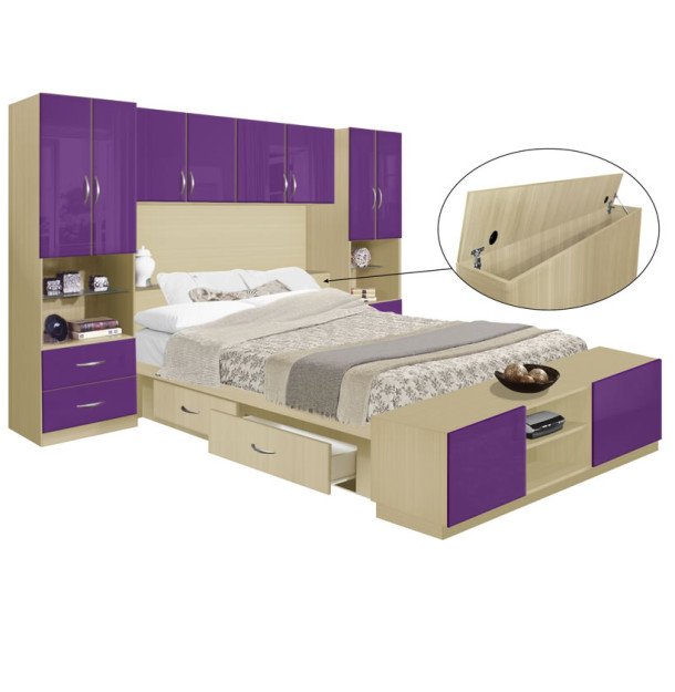 Studio 4 Drawer Platform Bed w Pier Storagemax Headboard & Footboard