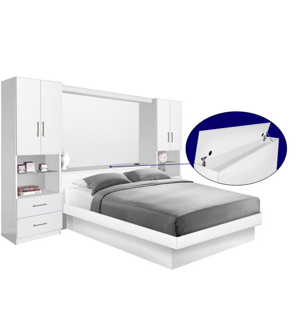 Studio Classic Pier Wall Platform Bed w Matte Storagemax Headboard