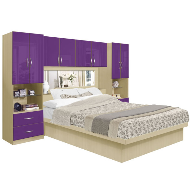 Studio Pier Wall Platform Bed w Mirrored Headboard