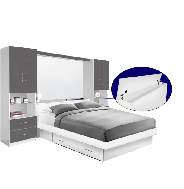 Studio Classic Pier Wall 4 Drawer Platform Bed w Matte Storagemax Headboard