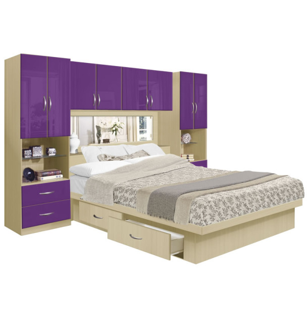 Studio 4 Drawer Platform Storage Pier Bed w Mirrored Headboard