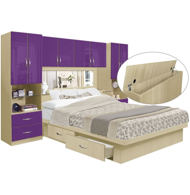 Studio 4 Drawer Platform Storage Pier Bed w Mirrored Storagemax Headboard