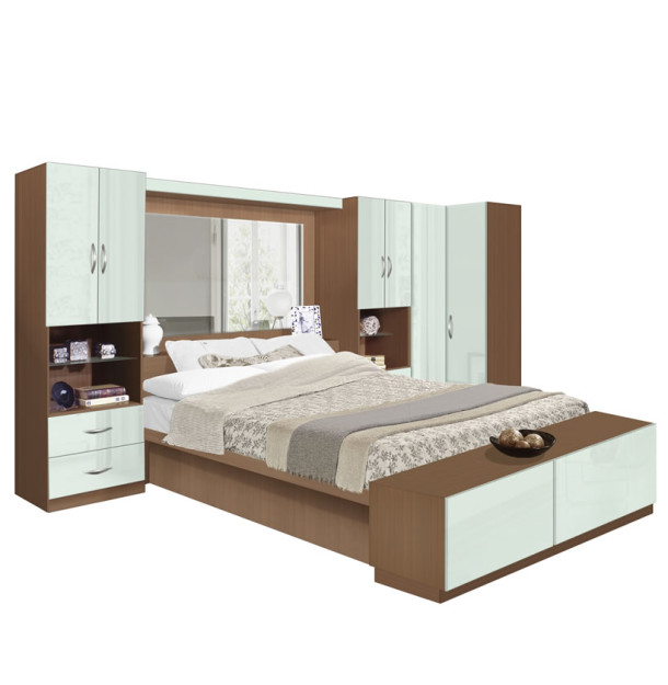 Studio Pier Wall Bed with Corner Closet for Extra Storage