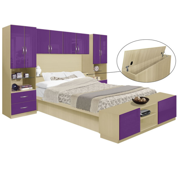Studio Pier Wall Platform Bed w Storagemax Headboard & Storage Footboard