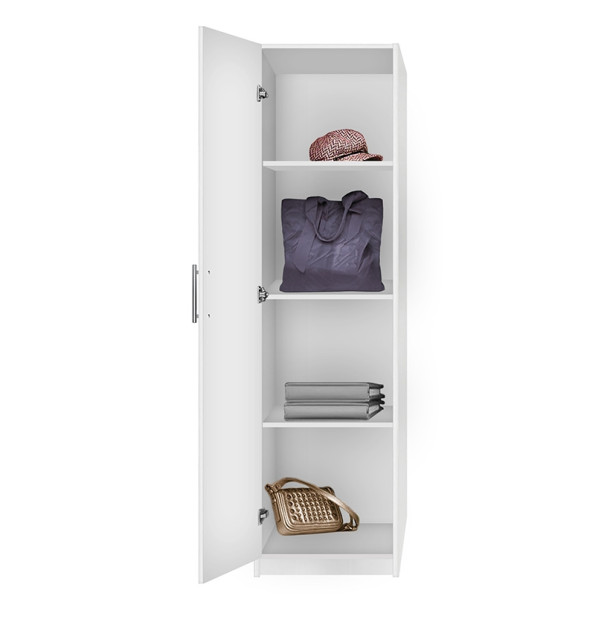 Alta Narrow Storage Closet with Left Door, 3 Adjustable Shelves