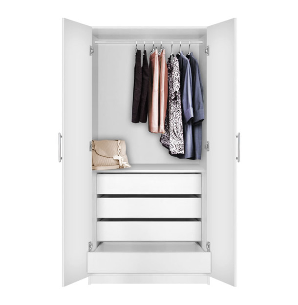 Alta Wardrobe Closet - 2 Doors, 4 Interior Drawers