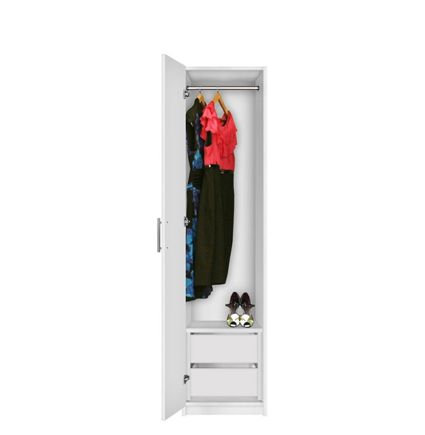 Bella Narrow Closet - Left Opening Door, 2 Interior Drawers