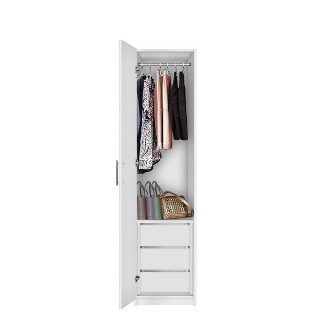 Bella Narrow Closet - Left Opening Door, 3 Interior Drawers