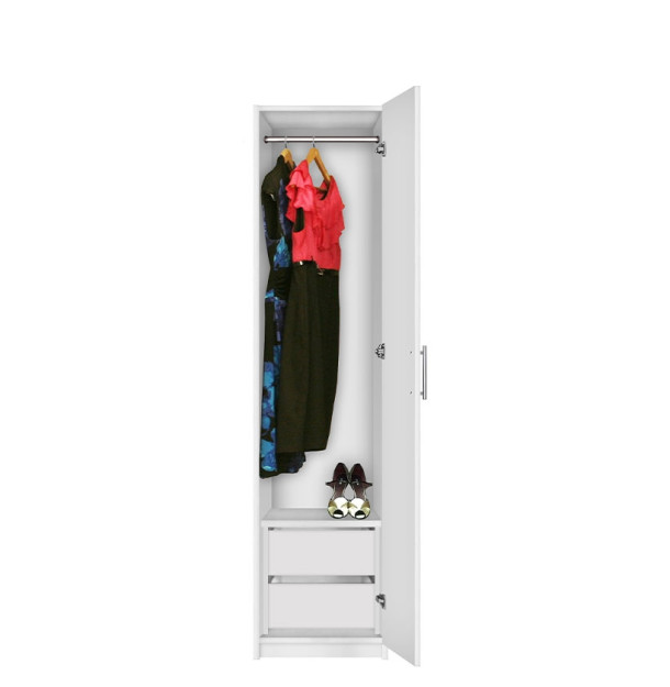 Bella Narrow Closet - Right Opening Door, 2 Interior Drawers
