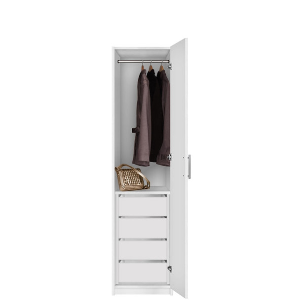 Bella Narrow Closet - Right Opening Door, 4 Interior Drawers