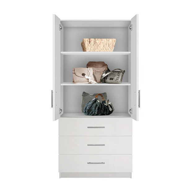 Alta 3 Drawer Armoire with Full Width Shelves