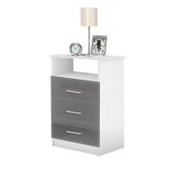 Freedom Nightstand - Tall Nightstand with 3 Drawers, Open Space