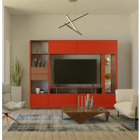 Tristan Wall Unit with Storage, Shelving, Lighted Curio Door