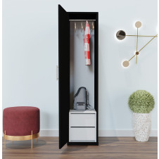 Alta Narrow Wardrobe Closet with Left Door, 2 Interior Drawers