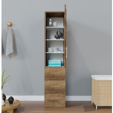 Alta Narrow Storage Closet with Right Door, 3 Drawers, 3 Adjustable Shelves